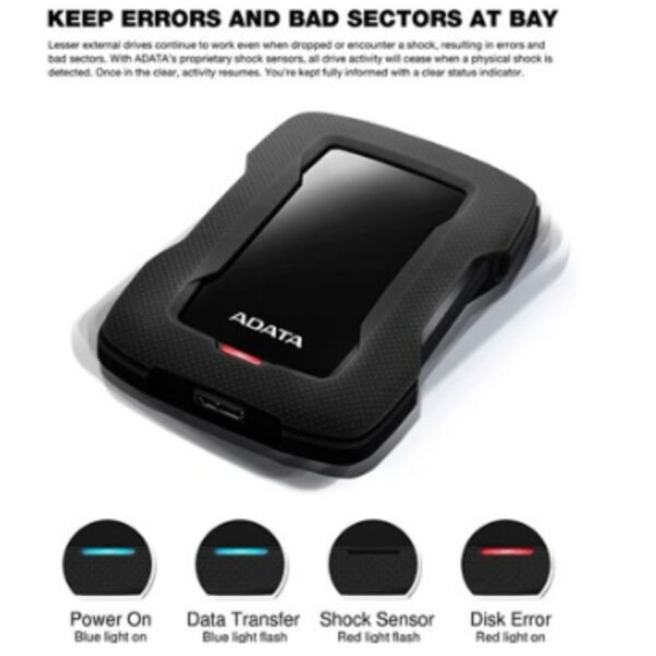 ADATA HD330 1TB USB 3.2 Shock-Resistant Extra Slim External Portable Hard Drive - Black - AHD330-1TU31 - Image 2